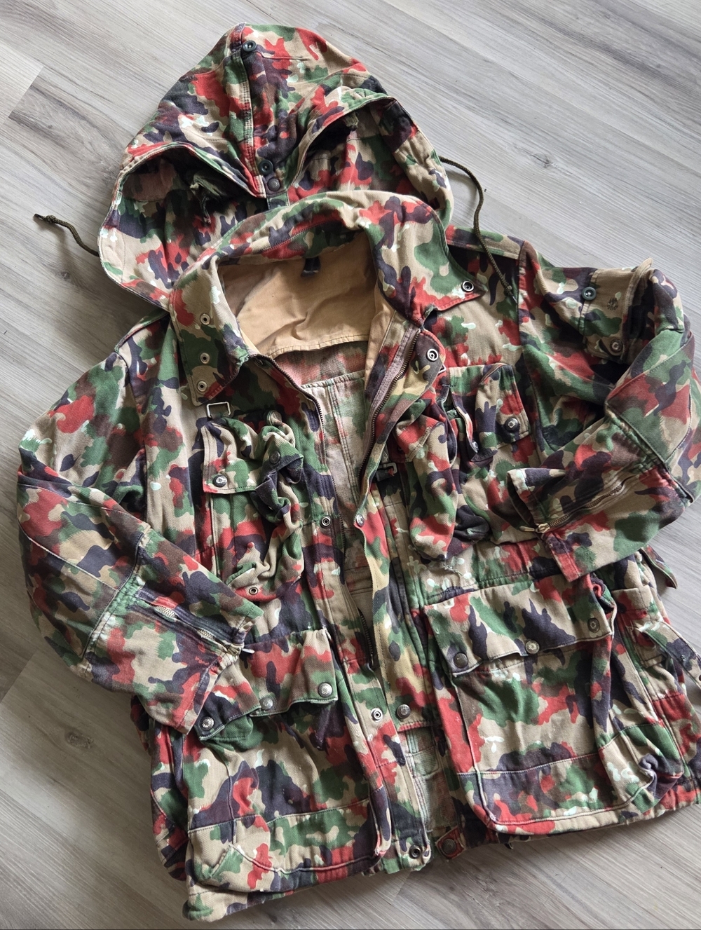 Swiss M70 Alpenflage Camouflage Hooded Heavy Combat Super Field Parka Jacket 48